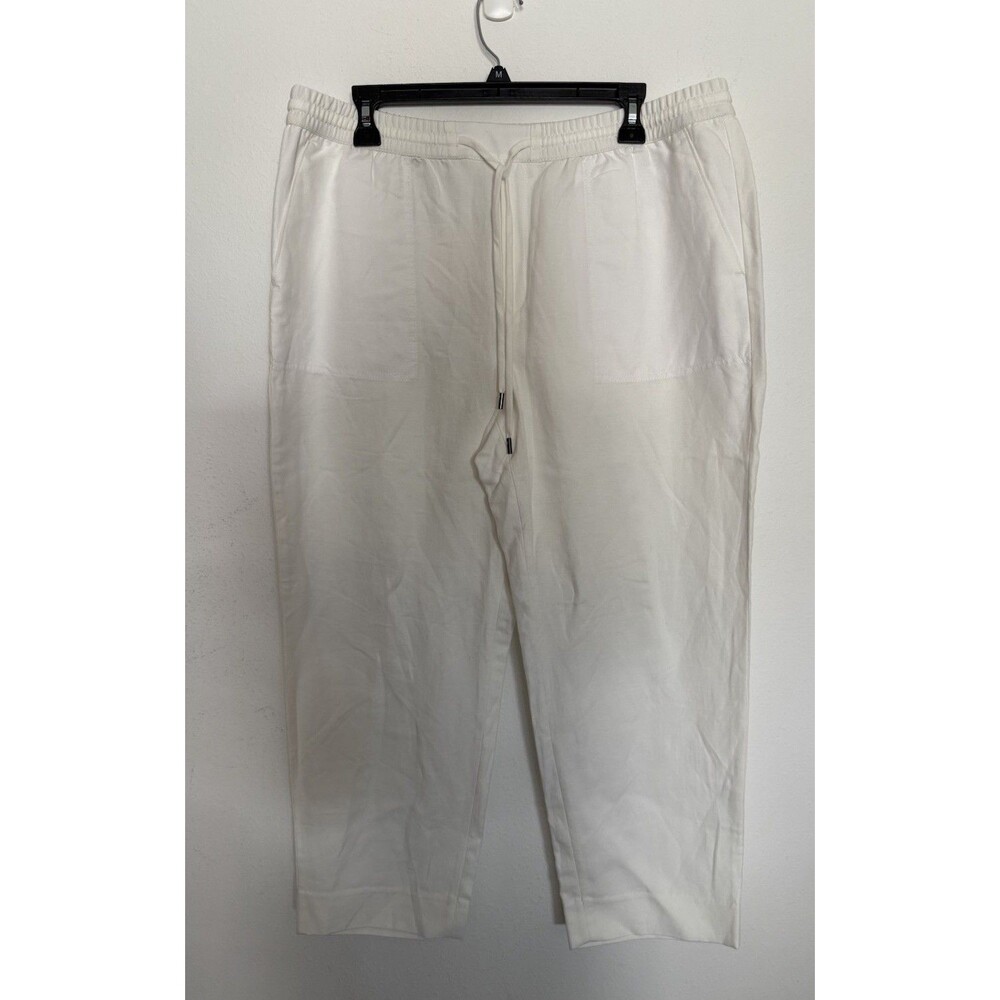 Banana Republic Pants Large White Womens Linen Blend  Pull On Lagenlook NWOT